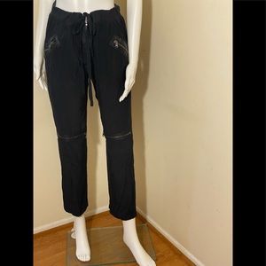 Roberto Cavalli black silk leather pants Size:6